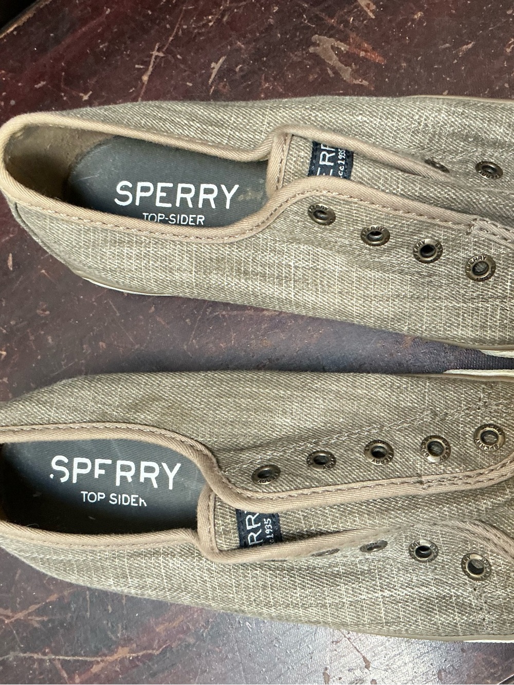 Sperry Women’s Slip-On Canvas Boat Shoes in Olive
